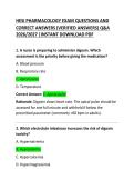 HESI Pharmacology Exam Questions and Correct Answers