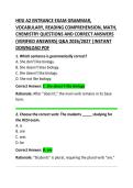 A BUNDLE OF HESI A2 ANATOMY & GRAMMAR PRACTICE QUESTIONS WITH CORRECT ANSWERS &ndash; COMPLETE ENTRANCE EXAM STUDY GUIDE