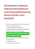 LEED AP Operations &plus; Maintenance &NewLine;&lpar;O&plus;M&rpar; Exam Practice Questions And &NewLine;Correct Answers &lpar;Verified Answers&rpar; Plus &NewLine;Rationales 2026 Q&A &vert; Instant &NewLine;Download Pdf 