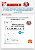 Accounting Information Systems&comma; 10th Edition Test Bank 2026&ndash;2027 &vert; All Chapters &vert; Verified Answers &vert; James A&period; Hall