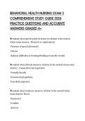 BEHAVIORAL HEALTH NURSING EXAM 3&NewLine;COMPREHENSIVE STUDY GUIDE 2026&NewLine;PRACTICE QUESTIONS AND ACCURATE&NewLine;ANSWERS GRADED A&plus;