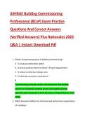 ASHRAE Building Commissioning &NewLine;Professional &lpar;BCxP&rpar; Exam Practice &NewLine;Questions And Correct Answers &NewLine;&lpar;Verified Answers&rpar; Plus Rationales 2026 &NewLine;Q&A &vert; Instant Download Pdf