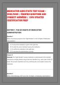 Medication Aide State Test Exam &ndash; &NewLine;2025&sol;2026 &vert; Verified Questions and &NewLine;Correct Answers &vert; 100&percnt; Updated &NewLine;Certification Prep