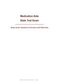 Medication Aide State Test Exam &vert; Verified Questions and Correct Answers