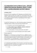 NY Independent General Adjuster Exam &ndash; 2026&sol;2027 &NewLine;Official State Insurance Regulatory Board &vert; Verified &NewLine;Q&A &vert; Aspiring Independent and Staff Adjusters