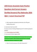 LEED Green Associate Exam Practice &NewLine;Questions And Correct Answers &NewLine;&lpar;Verified Answers&rpar; Plus Rationales 2026 &NewLine;Q&A &vert; Instant Download Pdf 