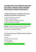 California Real Estate Principles Questions and Correct Answers