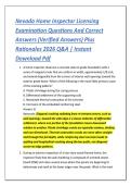 Nevada Home Inspector Licensing &NewLine;Examination Questions And Correct &NewLine;Answers &lpar;Verified Answers&rpar; Plus &NewLine;Rationales 2026 Q&A &vert; Instant &NewLine;Download Pdf
