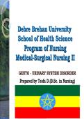 Medical-Surgical Nursing &ndash; Genitourinary System Disorders &vert; Complete Exam Study Guide &vert; Verified Q&A &vert; Latest 2026 Update &vert; Graded A&plus;
