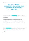 WGU - C722 - PROJECT&NewLine;MANAGEMENT 2026&vert;ACTUAL EXAM&NewLine;QUESTIONS WITH VERIFIED&NewLine;ANSWERS