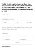 Florida Health and Life Insurance State Exam Practice Part 1  ACTUAL EXAM WITH CORRECT ACTUAL QUESTIONS AND CORRECTLY WELL DEFINED ANSWERS LATEST ALREADY GRADED A&plus; 2026