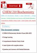 CHEM 210 Biochemistry Module 6 Exam &lpar;2026&ndash;2027&rpar; &vert; PortageLearning &vert; Verified Questions and Answers with Detailed Rationales &vert;Comprehensive Module 6 Study Guide &vert; Latest Update with complete solution