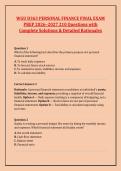 WGU D363 PERSONAL FINANCE FINAL EXAM &NewLine;PREP 2026&ndash;2027 210 Questions with &NewLine;Complete Solutions & Detailed Rationales
