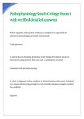 Pathophysiology South College Exam 1 with verified detailed answers