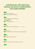 AAMI Restorative ART Study Exam&NewLine;Questions and Answers Verified Solutions&NewLine;Latest Update 2026&sol;2027