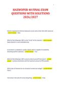 HAZWOPER 40 FINAL EXAM&NewLine;QUESTIONS WITH SOLUTIONS&NewLine;2026&sol;2027&NewLine;