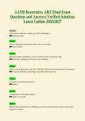 AAMI Restorative ART Final Exam&NewLine;Questions and Answers Verified Solutions&NewLine;Latest Update 2026&sol;2027