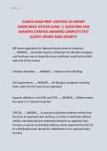 CUSECO EXAM PREP&colon; CERTIFIED US EXPORT &NewLine;COMPLIANCE OFFICER EXAM&comma; &vert;&vert; QUESTIONS AND &NewLine;ANSWERS &lpar;VERIFIED ANSWERS&rpar; COMPLETE TEST &NewLine;&lpar;LATEST UPDATE 2026&rpar; UPDATE&excl;&excl;