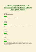 Cardiac Complex Care Final Exam&NewLine;Questions and Answers Verified Solutions&NewLine;Latest Update 2026&sol;2027