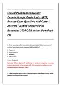 Clinical Psychopharmacology &NewLine;Examination for Psychologists &lpar;PEP&rpar; &NewLine;Practice Exam Questions And Correct &NewLine;Answers &lpar;Verified Answers&rpar; Plus &NewLine;Rationales 2026 Q&A Instant Download &NewLine;Pdf 