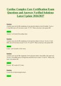 Cardiac Complex Care Certification Exam&NewLine;Questions and Answers Verified Solutions&NewLine;Latest Update 2026&sol;2027