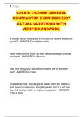 CSLB B LICENSE GENERAL &NewLine;CONTRACTOR EXAM 2026&sol;2027 &NewLine;ACTUAL QUESTIONS WITH &NewLine;VERIFIED ANSWERS&period;