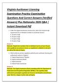Virginia Auctioneer Licensing &NewLine;Examination Practice Examination &NewLine;Questions And Correct Answers &lpar;Verified &NewLine;Answers&rpar; Plus Rationales 2026 Q&A &vert; &NewLine;Instant Download Pdf 