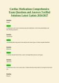 Cardiac Medications Comprehensive&NewLine;Exam Questions and Answers Verified&NewLine;Solutions Latest Update 2026&sol;2027