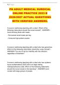 PN ADULT MEDICAL SURGICAL &NewLine;ONLINE PRACTICE 2023 B &NewLine;2026&sol;2027 ACTUAL QUESTIONS &NewLine;WITH VERIFIED ANSWERS&period; 