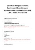 Agricultural Biology Examination Questions and Correct Answers &lpar;Verified Answers&rpar; Plus Rationales 2026 Q&A &vert; Instant Download Pdf