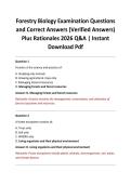 Forestry Biology Examination Questions and Correct Answers &lpar;Verified Answers&rpar; Plus Rationales 2026 Q&A &vert; Instant Download Pdf