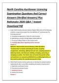 North Carolina Auctioneer Licensing &NewLine;Examination Questions And Correct &NewLine;Answers &lpar;Verified Answers&rpar; Plus &NewLine;Rationales 2026 Q&A &vert; Instant &NewLine;Download Pdf