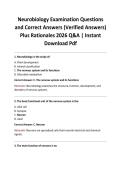 Neurobiology Examination Questions and Correct Answers &lpar;Verified Answers&rpar; Plus Rationales 2026 Q&A &vert; Instant Download Pdf