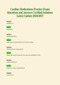 Cardiac Medications Practice Exam&NewLine;Questions and Answers Verified Solutions&NewLine;Latest Update 2026&sol;2027