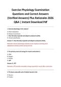 Exercise Physiology Examination Questions and Correct Answers &lpar;Verified Answers&rpar; Plus Rationales 2026 Q&A &vert; Instant Download Pdf