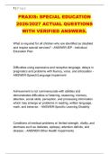 PRAXIS&colon; SPECIAL EDUCATION &NewLine;2026&sol;2027 ACTUAL QUESTIONS &NewLine;WITH VERIFIED ANSWERS&period; 
