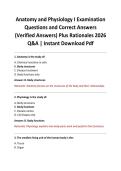 Anatomy and Physiology I Examination Questions and Correct Answers &lpar;Verified Answers&rpar; Plus Rationales 2026 Q&A &vert; Instant Download Pdf