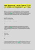 Pain Management Practice Exam ACTUAL  &NewLine;QUESTIONS AND CORRECT ANSWERS
