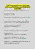 Pain Management Practice Test Exam &NewLine;ACTUAL  QUESTIONS AND CORRECT &NewLine;ANSWERS