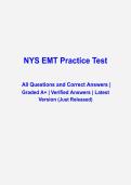 Solution Mnual for NYS EMT Final Quiz &vert; Questions and Answers &vert; 2026-2027 Update &vert; 100&percnt; Correct&period;&NewLine;