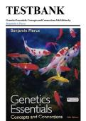 TEST BANK FOR Genetics Essentials&colon; Concepts and Connections Fifth Edition by Benjamin Pierce ISBN&colon; 978-1319244927 COMPLETE GUIDE ALL CHAPTERS COVERED 100&percnt; VERIFIED A&plus; GRADE ASSURED&excl;&excl;&excl;&excl;&excl;NEW LATEST UPDATE&excl;&excl;&excl;&excl;&excl;GUARANTEED PASS&excl;&excl;&excl;&excl;&excl;
