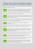 Pediatrics EOR&colon; Growth and Development &vert; Questions with 100&percnt; Verified Answers &vert; Latest Update 2026&sol;2027&period;