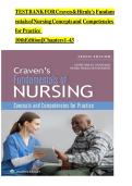 TEST BANK FOR Craven & Hirnle's Fundamentals of Nursing Concepts and Competencies for Practice 10th Edition &vert; Chapters 1 - 43