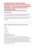 Orthotic Written Simulation Exam 2026&sol;2027 Study Guide &vert; Verified Practice Questions & Correct Answers with Detailed Rationales &vert; Comprehensive Orthotics Certification Prep