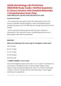 UAMS Hematology Lab Final Exam 2025&sol;2026 Study Guide &vert; Verified Questions & Correct Answers with Detailed Rationales &vert; Comprehensive Exam Prep