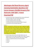 Washington Bail Bond Recovery Agent &NewLine;Licensing Examination Questions And &NewLine;Correct Answers &lpar;Verified Answers&rpar; Plus &NewLine;Rationales 2026 Q&A &vert; Instant &NewLine;Download Pdf 