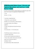 NFHS Baseball Rules Exam &vert; Newest and&NewLine;Updated Questions and Answers &vert; 2026&NewLine;Review Guide