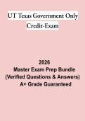 UT Texas Government Only Credit Exam Study Guide PDF &vert; Practice Questions&comma; Test Bank & Complete Revision Notes