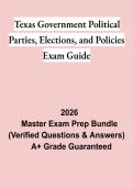 Texas Government Political Parties&comma; Elections & Policies Exam Guide PDF &vert; Practice Questions&comma; Test Bank & Revision Notes