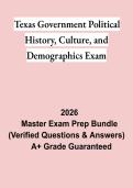 Texas Government Political History&comma; Culture & Demographics Exam Study Guide PDF &vert; Practice Questions&comma; Test Bank & Revision Notes